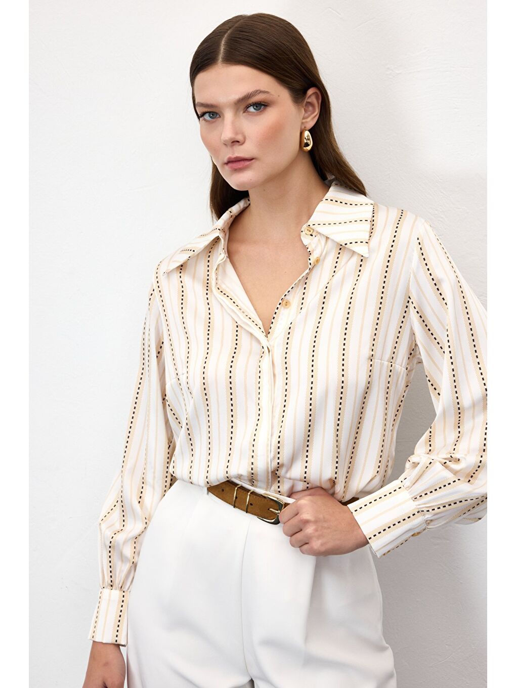 Çizgili Gömlek - Sarı-3