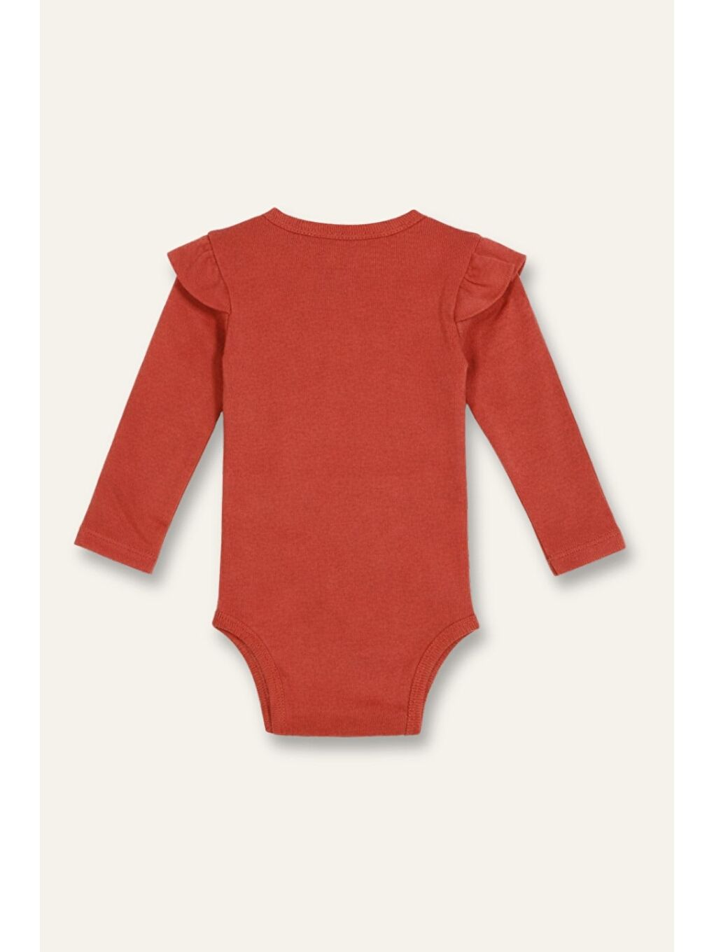 Kahverengi Gots Sertifikalı %100 Organik Pamuk Kolları Fırfırlı Body (0-4Yaş)-1