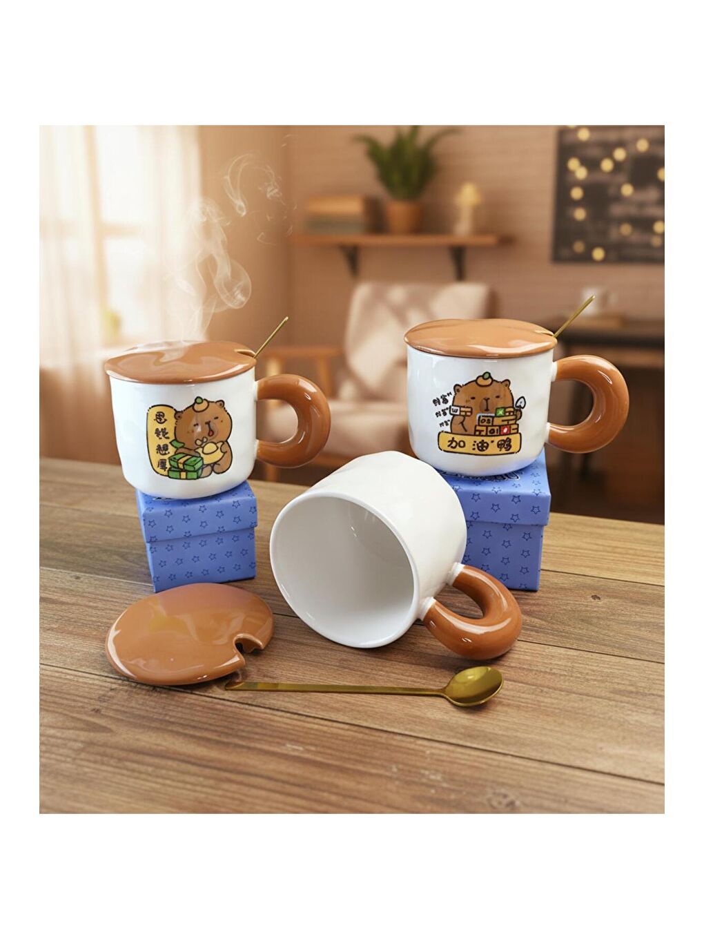 Karışık Çalışkan Temalı Seramik Kupa-2