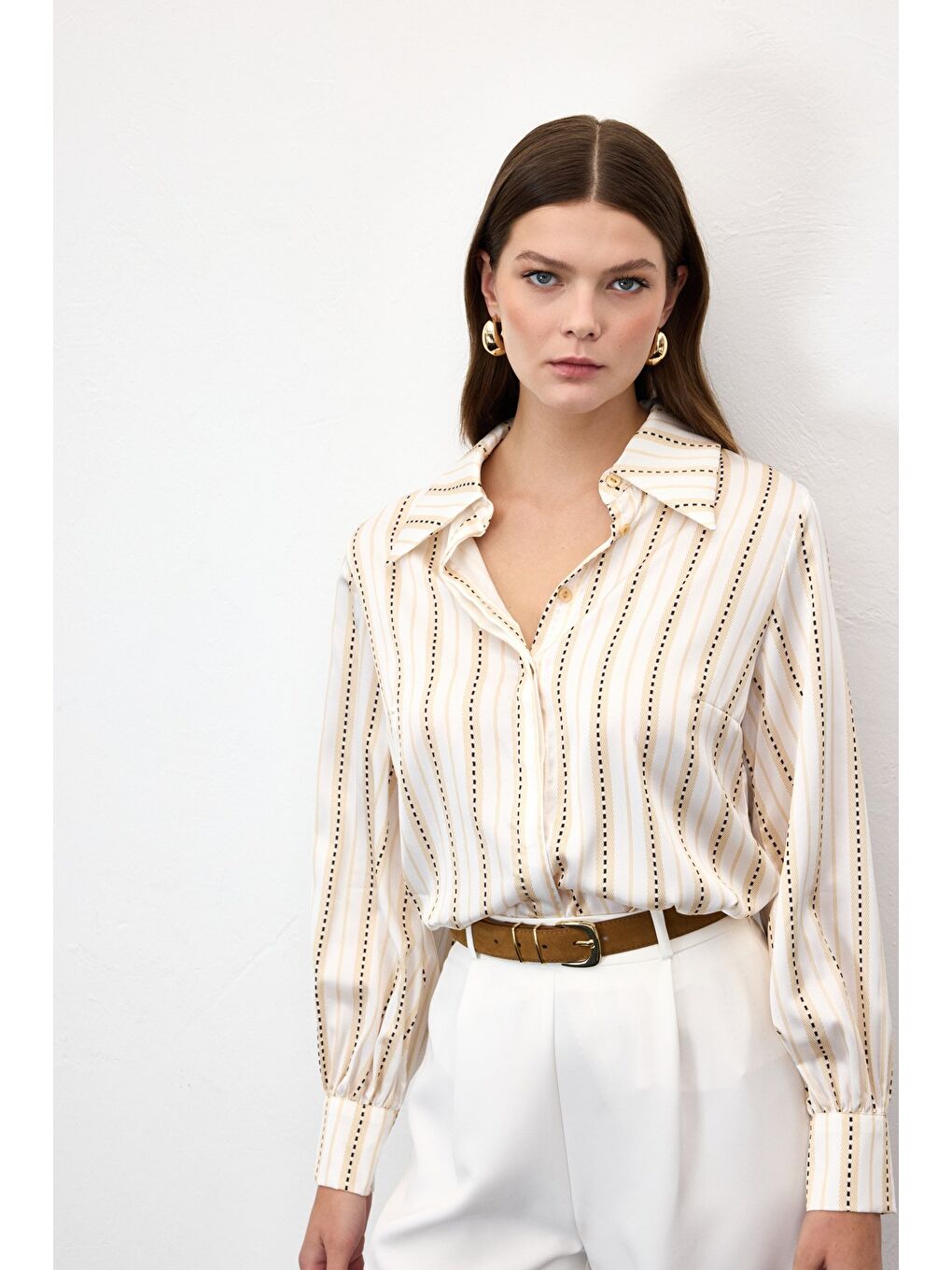 Çizgili Gömlek - Sarı-5