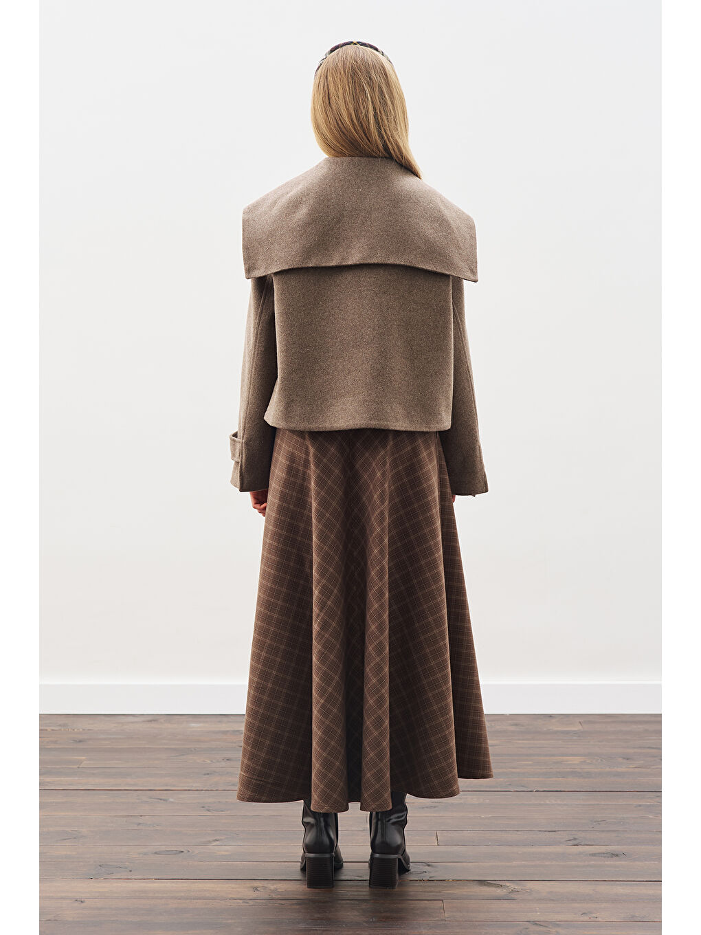 Bej Düğme Detaylı Kaşe Ceket Vizon-7