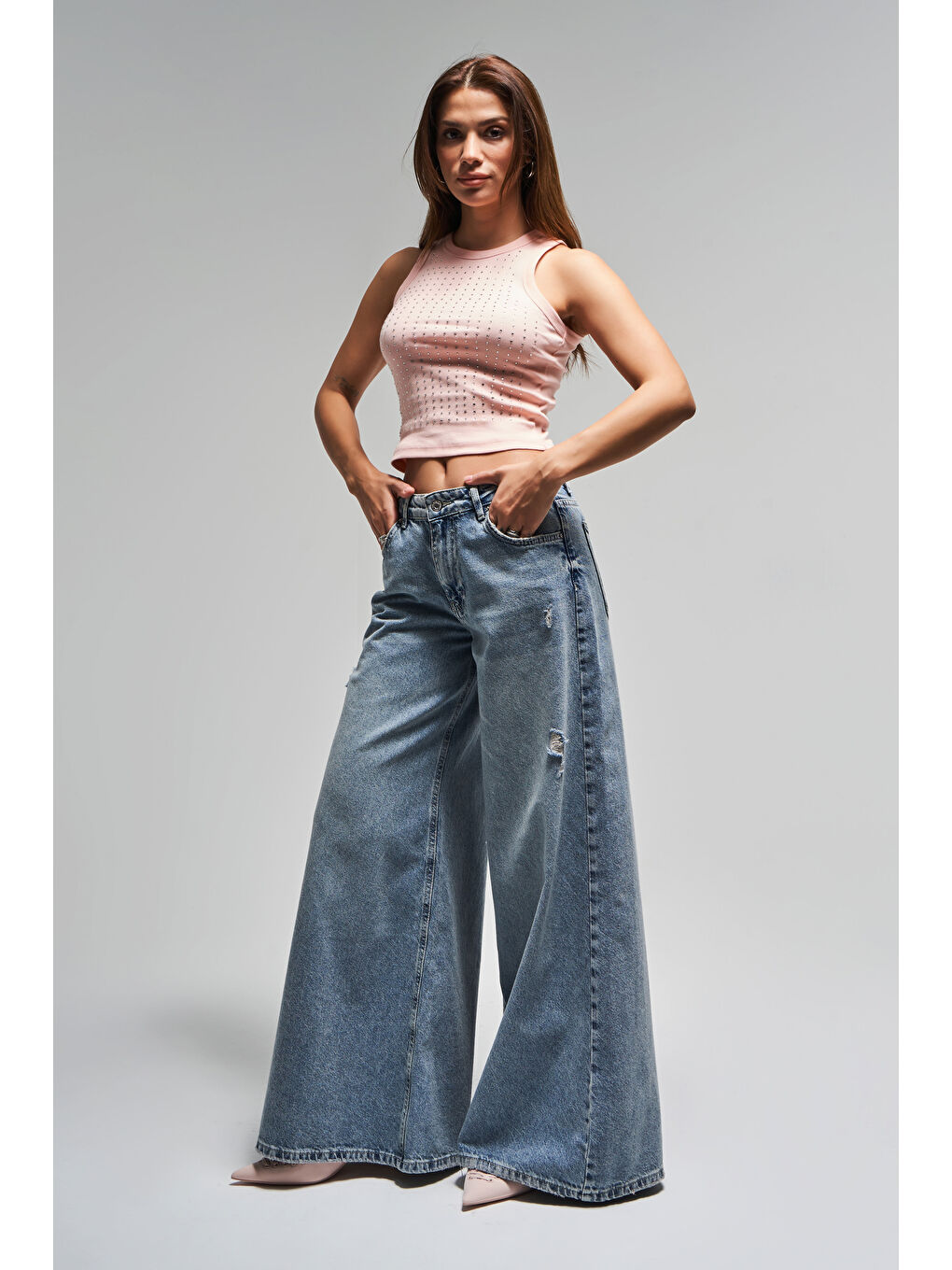 Mavi Kadın T.Kot Rengi 10s5-32 Elephant Leg Bol Kesim %100 Pamuk Yırtık Detaylı Denim Jean-3