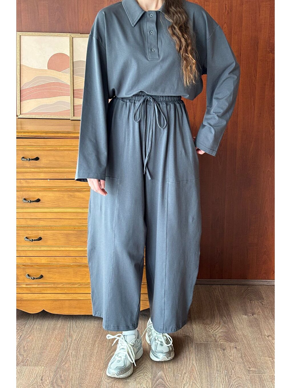 Antrasit Süprem Body & Şalvar Pantolon Takım