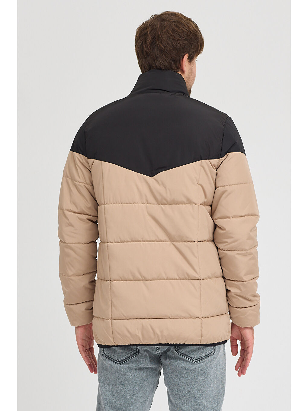 Bej Erkek İki Renkli Şişme Mont 4590-3