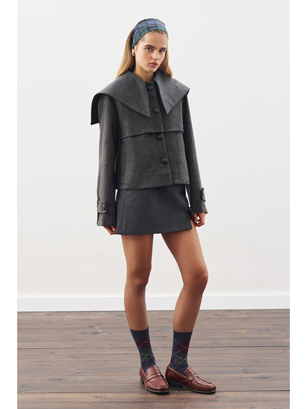 Düğme Detaylı Kaşe Ceket Antrasit-1