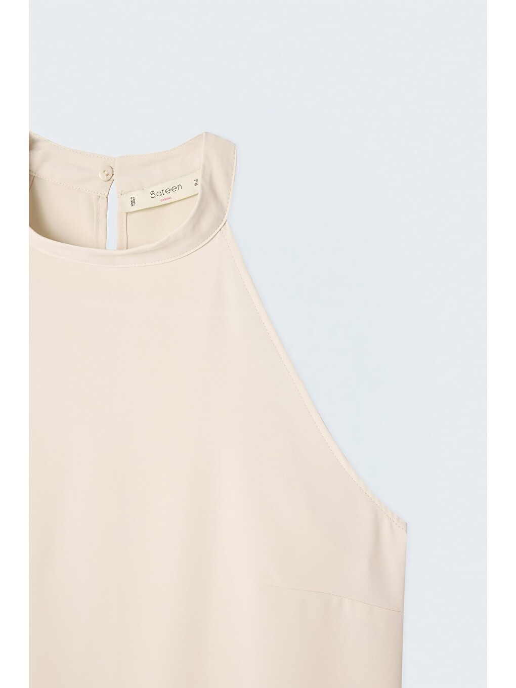 Halter Yaka Bluz - Bej-3