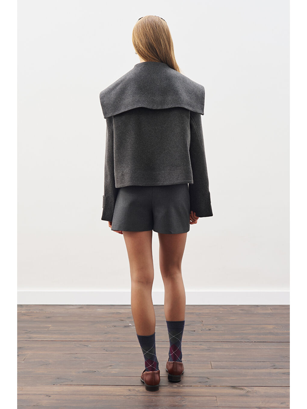 Düğme Detaylı Kaşe Ceket Antrasit-3