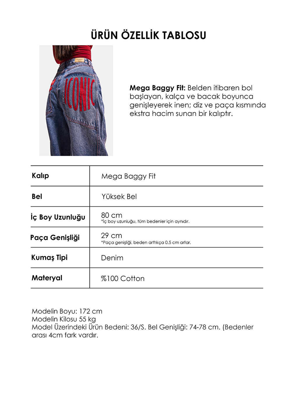 Mavi Kadın Jean Rengi 4s6-98 Mega Baggy Fit Paça ve Cep Detaylı Özel Tasarım Denim Jean-5