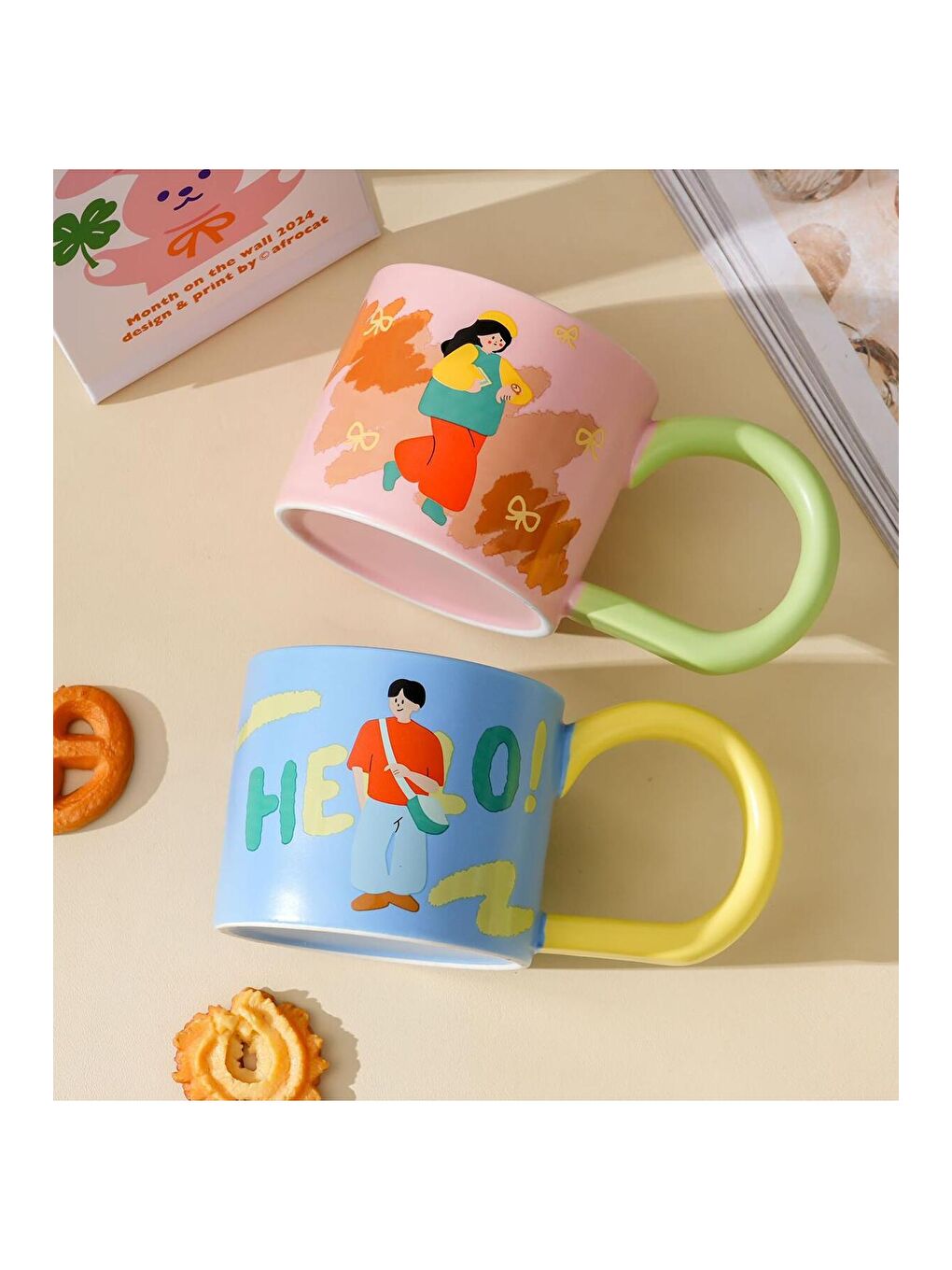 Karışık Pastel Karakter Temalı Seramik Kupa-3