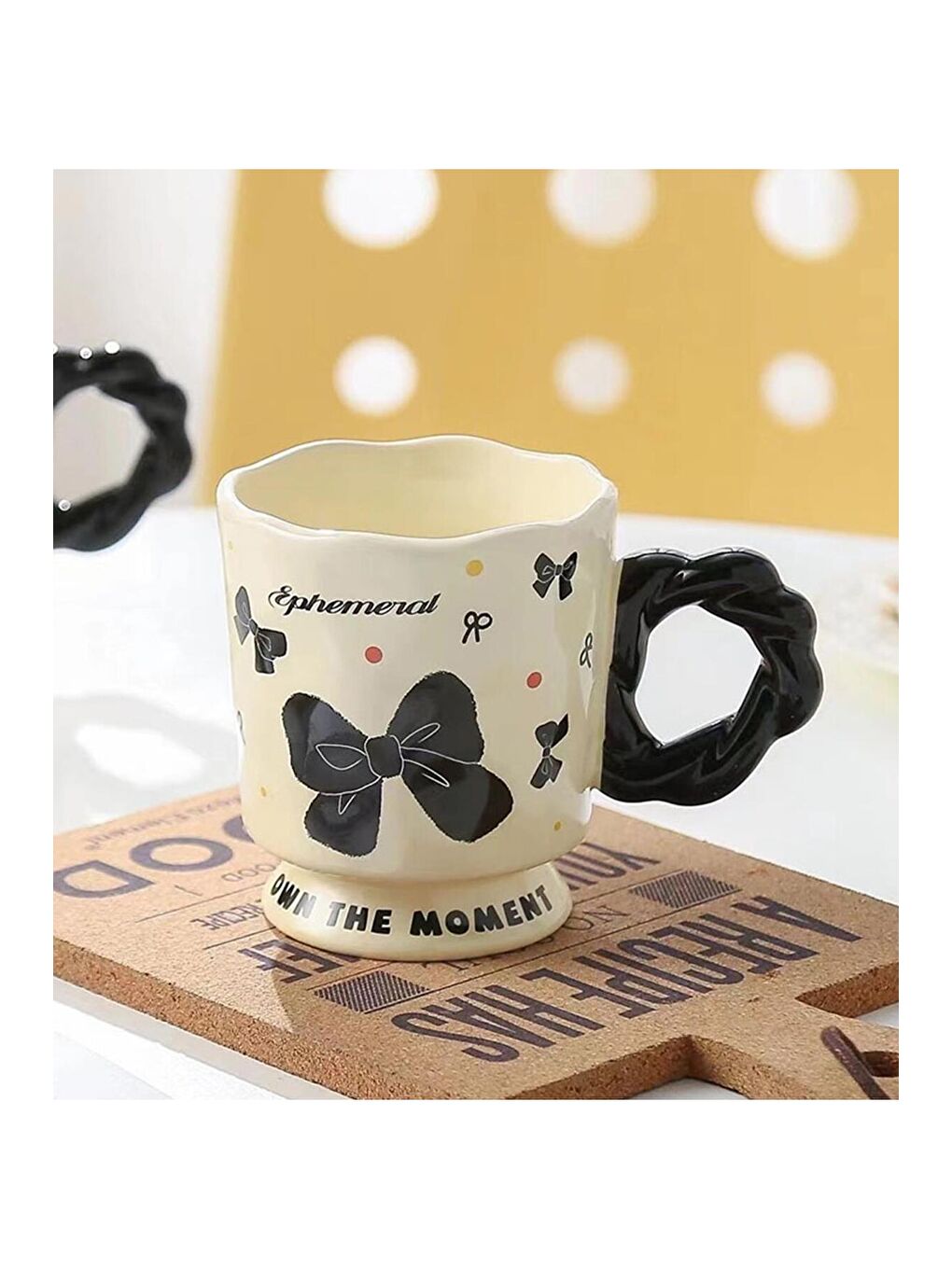 Karışık Siyah Kelebekler Temalı Seramik Kupa-3