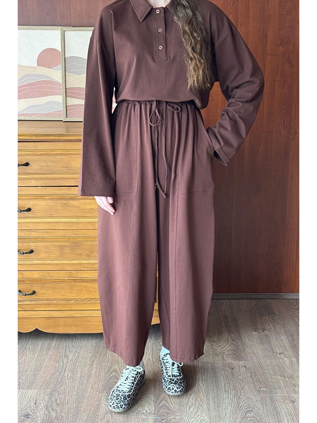 Kahverengi Acı Kahve Süprem Body & Şalvar Pantolon Takım