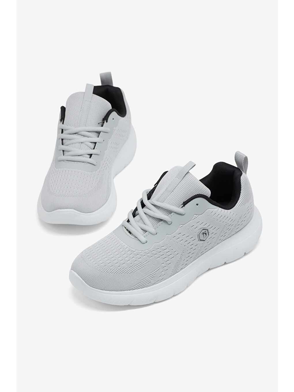 Erkek Açık Gri Rahat Kalıp Nefes Alabilen Bağcıklı Spor Ayakkabı-3