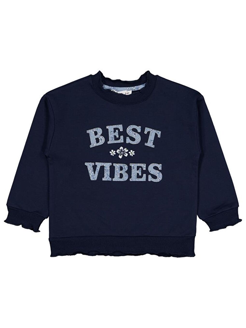 Lacivert Girls Best Vibes Nakışlı 2-5 Yaş Sweatshirt