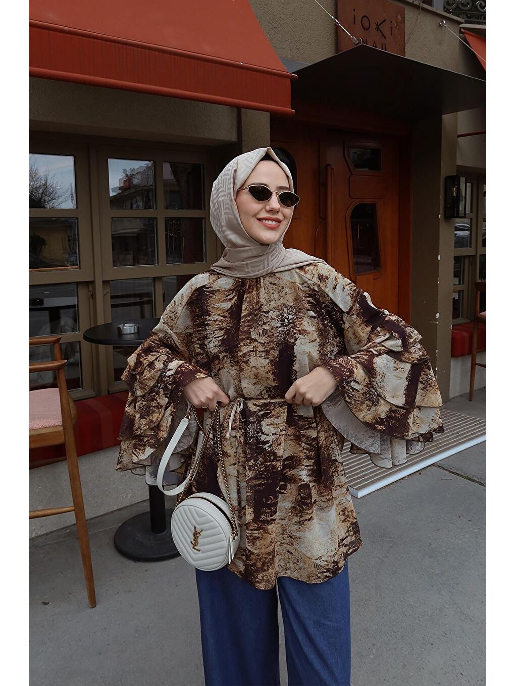 Kahverengi Kalia Desenli Tunik Kahve-1