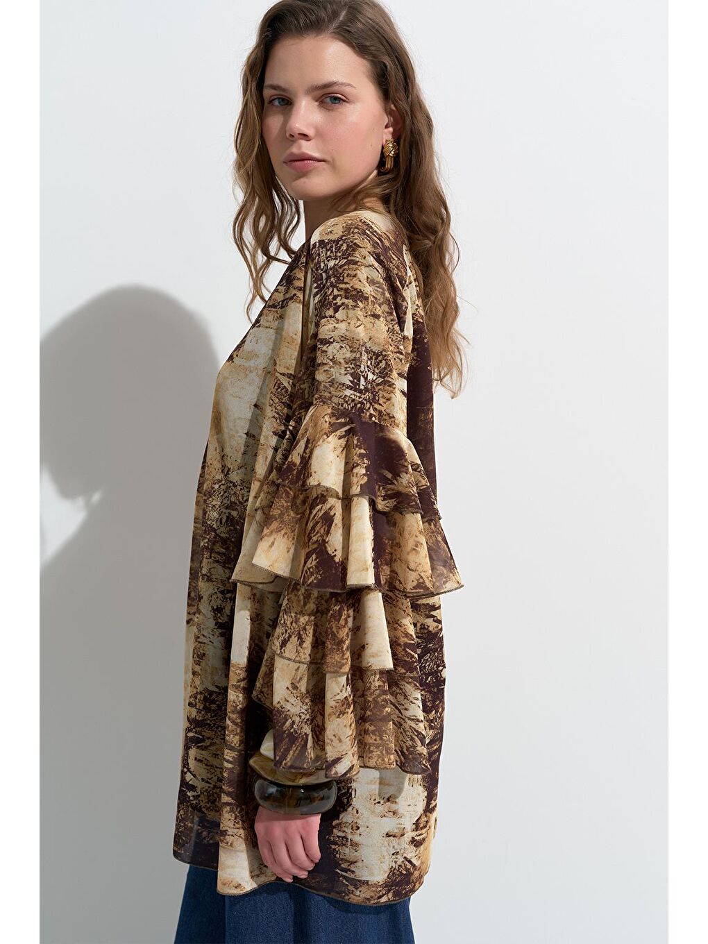 Kahverengi Kalia Desenli Tunik Kahve-5