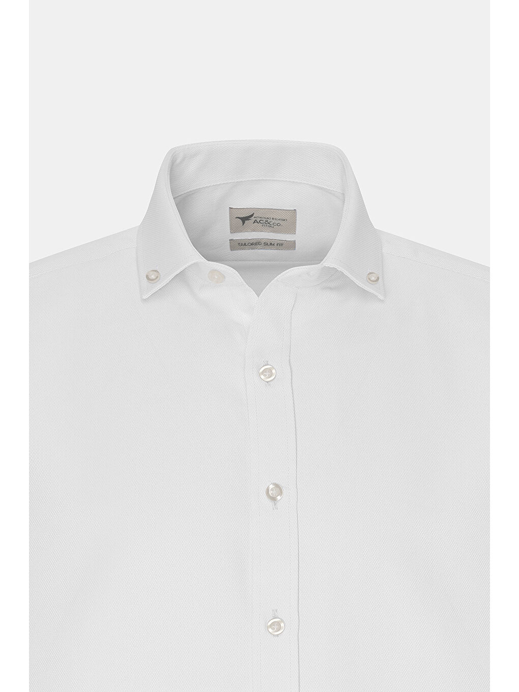 Erkek Beyaz Slim Fit Dar Kesim Oxford Düğmeli Yaka Armürlü Pamuklu Gömlek-8