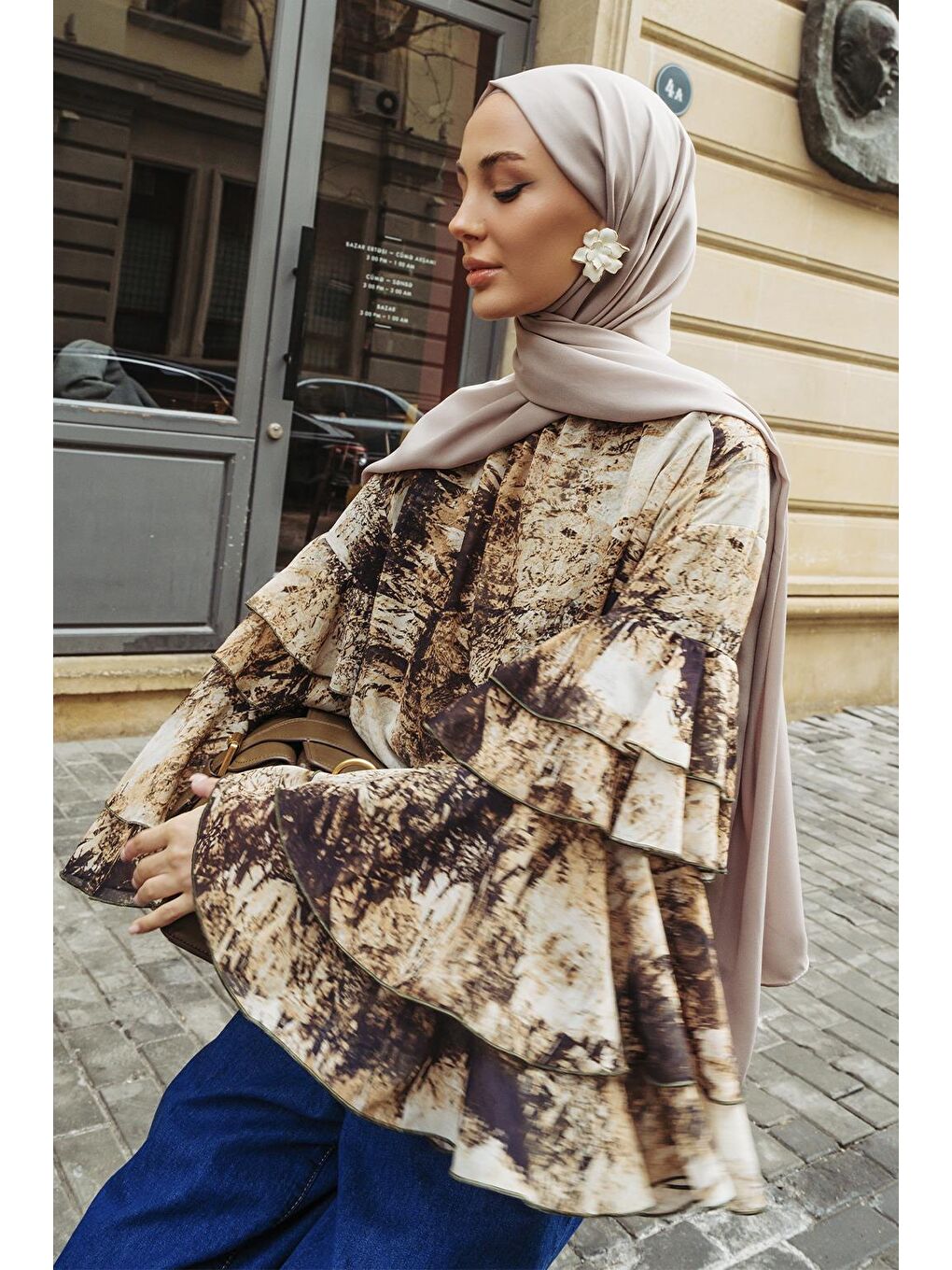 Kahverengi Kalia Desenli Tunik Kahve-7