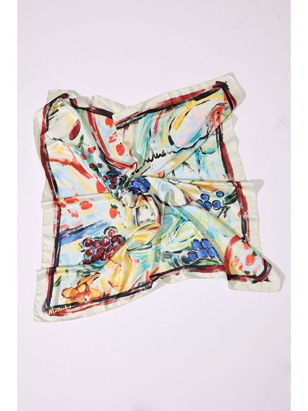 Bej Saten Desenli Şal Gıa-1