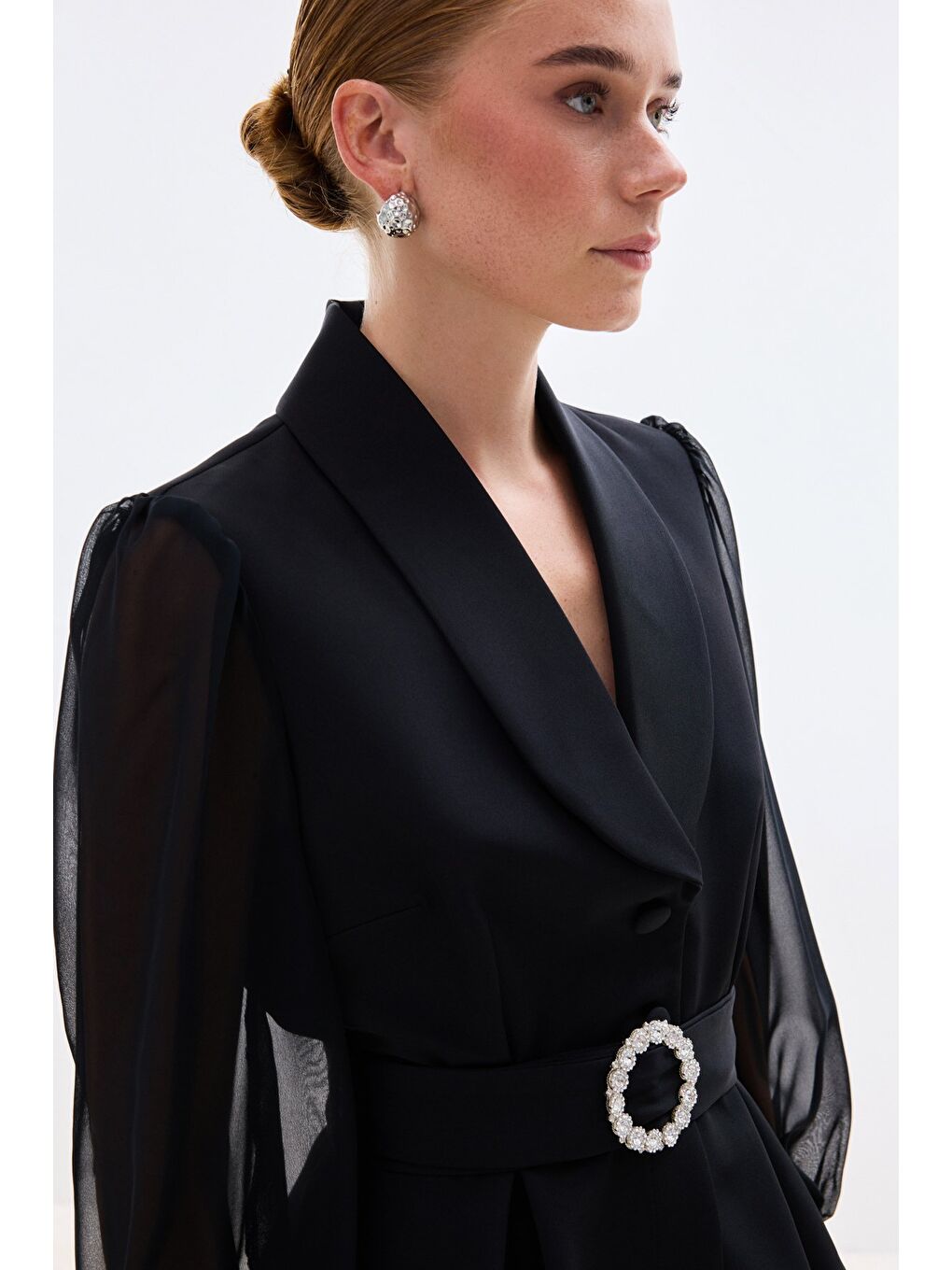 Aksesuar Kemerli Bluz - Siyah-5