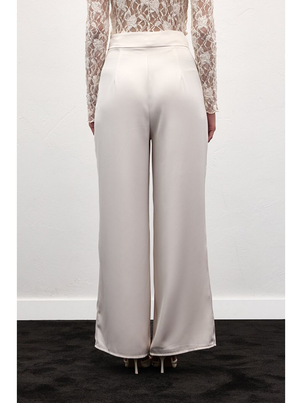Bej Saten Pantolon - Taş-5