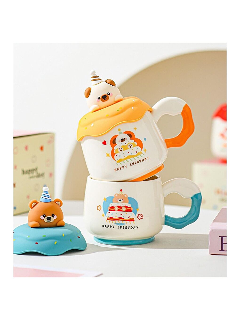 Karışık Kutlama Zamanı Temalı Seramik Kupa-2