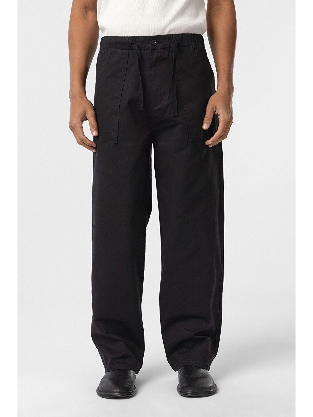 Baggy Fit Gabardin Pantolon Siyah-1
