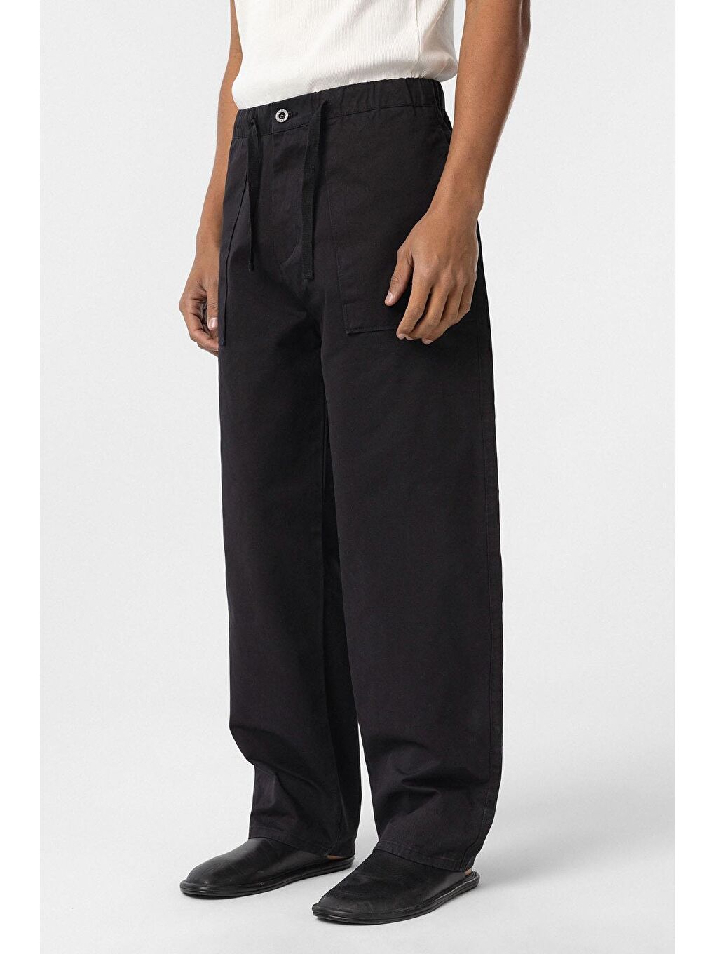 Baggy Fit Gabardin Pantolon Siyah-3