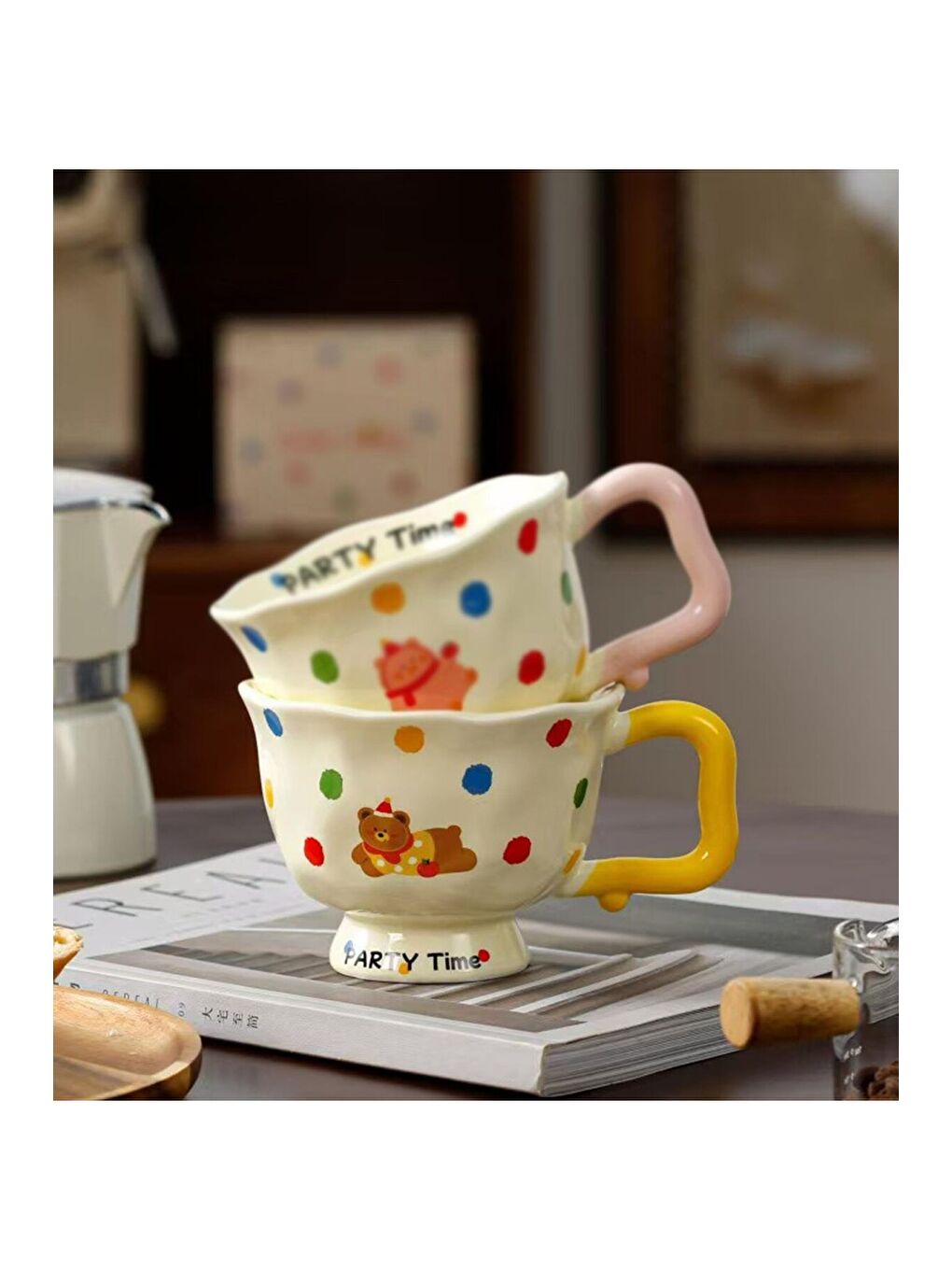 Karışık Parti Zamanı Temalı Seramik Kupa-3