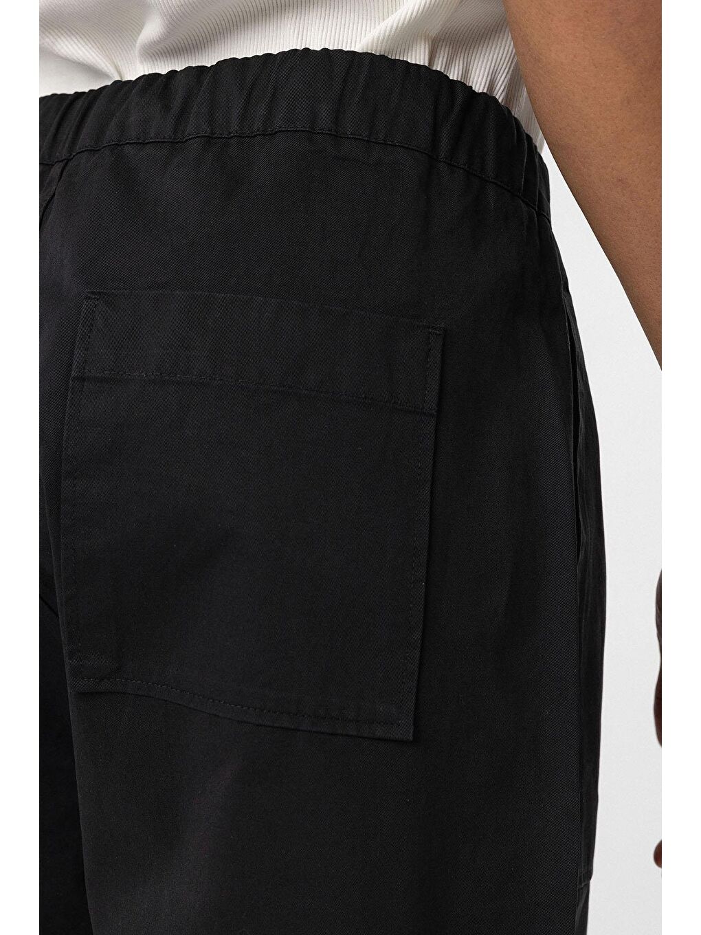 Baggy Fit Gabardin Pantolon Siyah-7