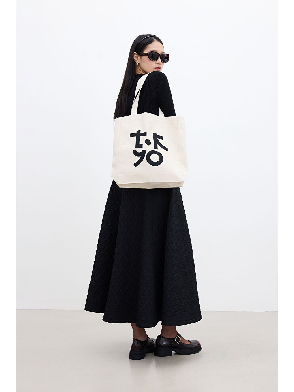 Kahverengi Baskılı Körüklü Bez Çanta Tokyo-1