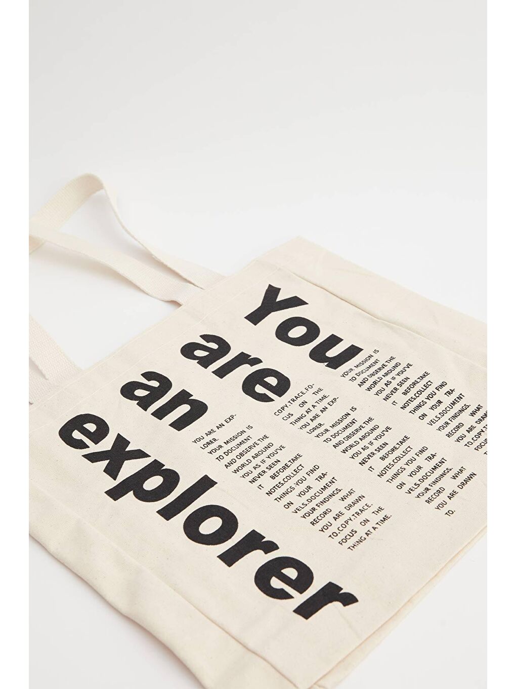 Ekru Baskılı Körüklü Bez Çanta Explorer-3