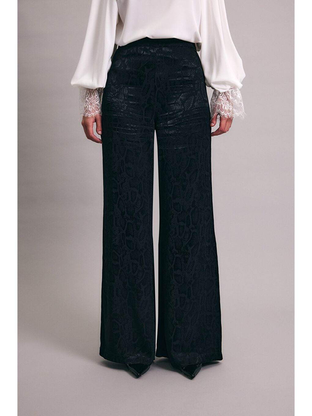 Yılan Desenli Pantolon - Siyah-6