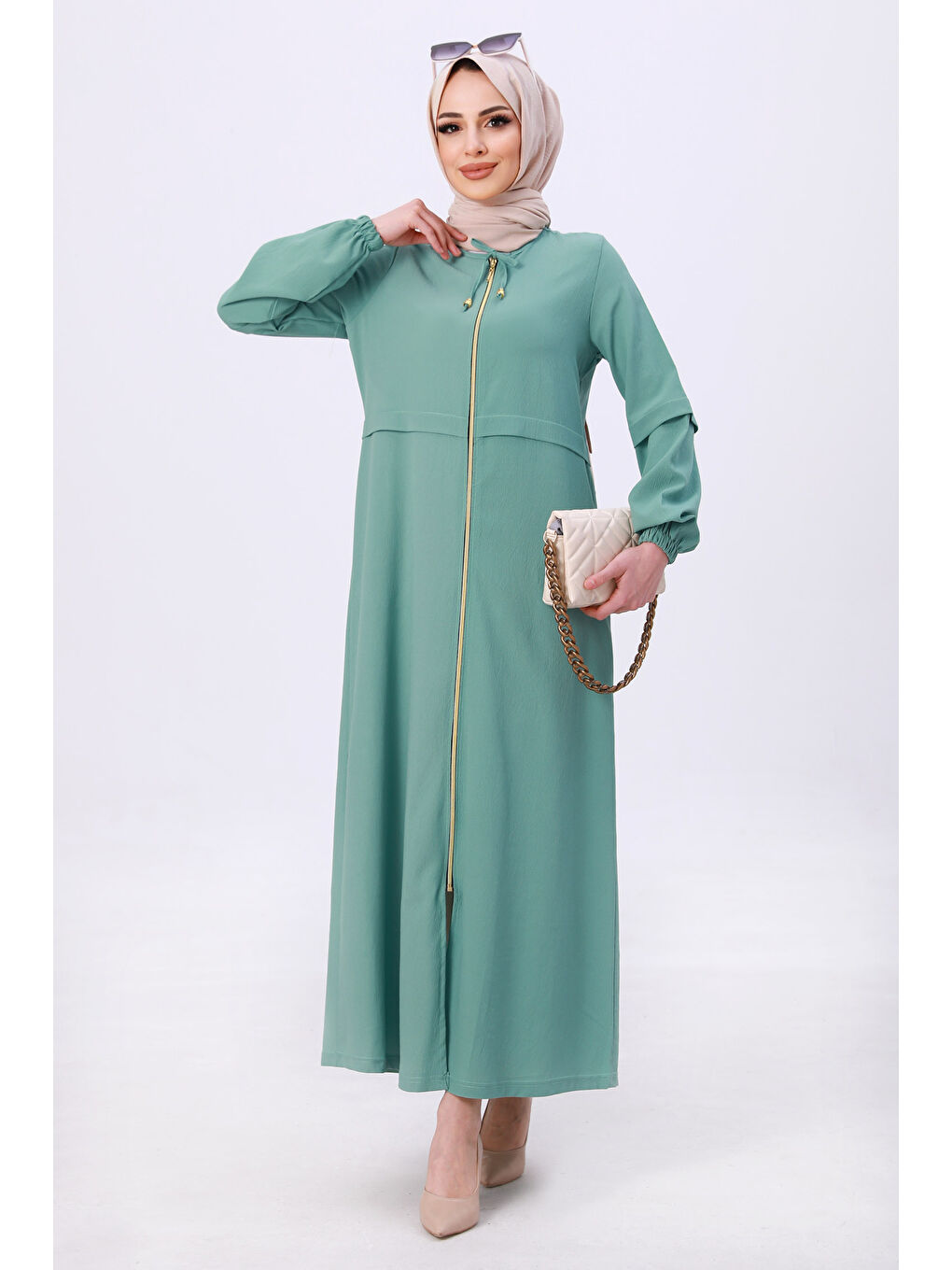 Yeşil Fermuarlı Kap Mint - 27072