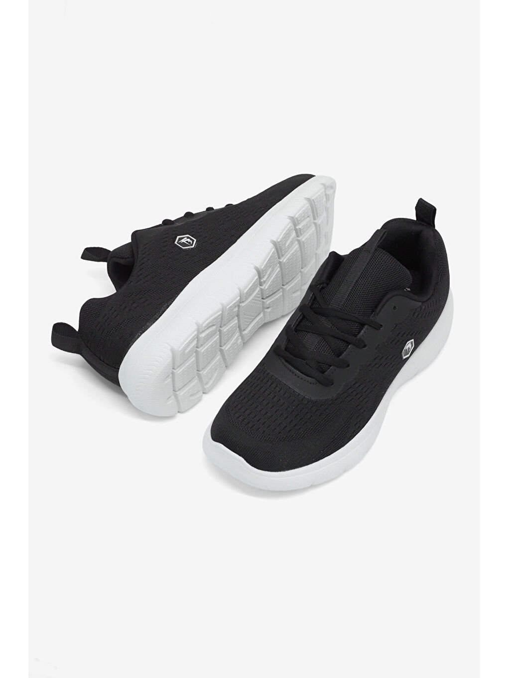 Erkek Siyah Beyaz Rahat Kalıp Nefes Alabilen Bağcıklı Spor Ayakkabı-2