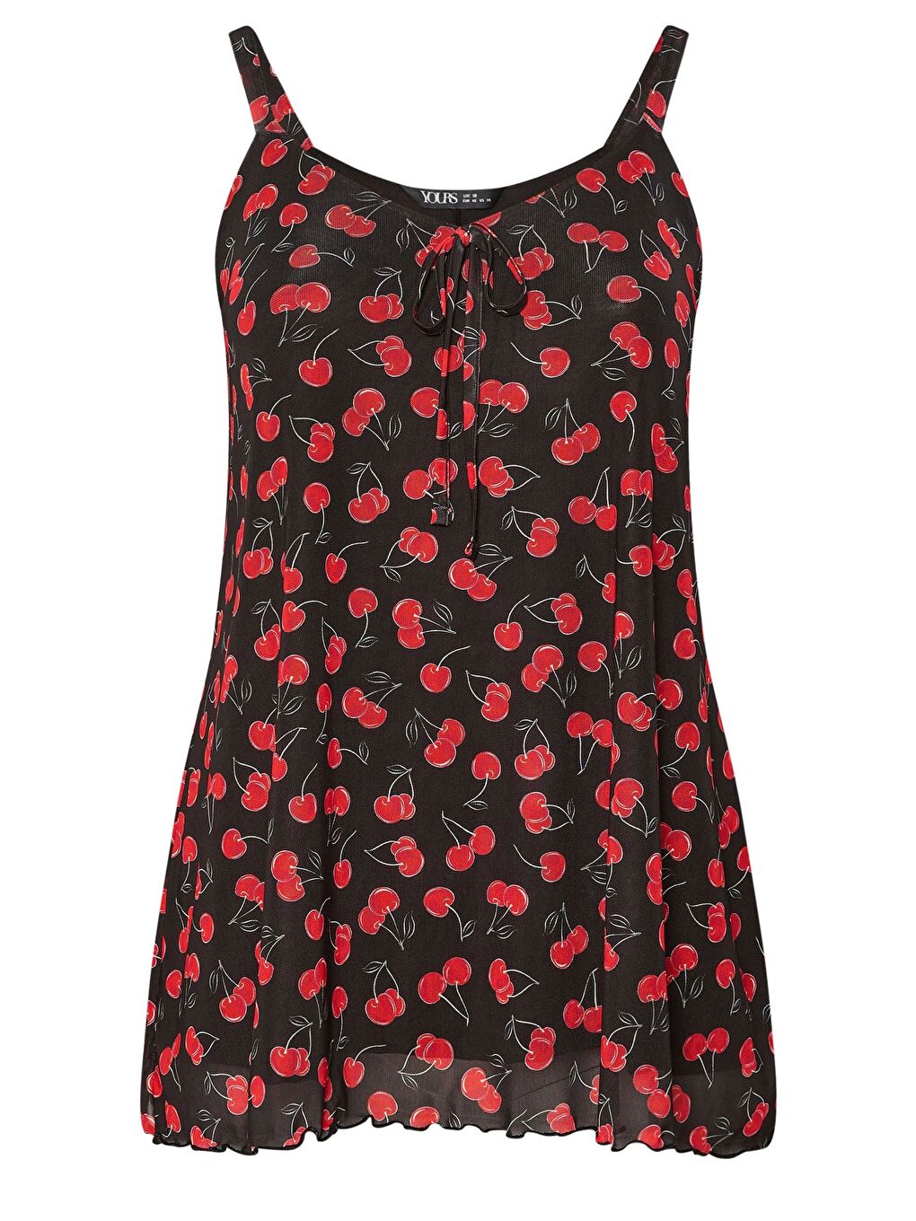 Siyah Büyük Beden V Yaka Askılı İp Detaylı Desenli T-shirt 322672-5