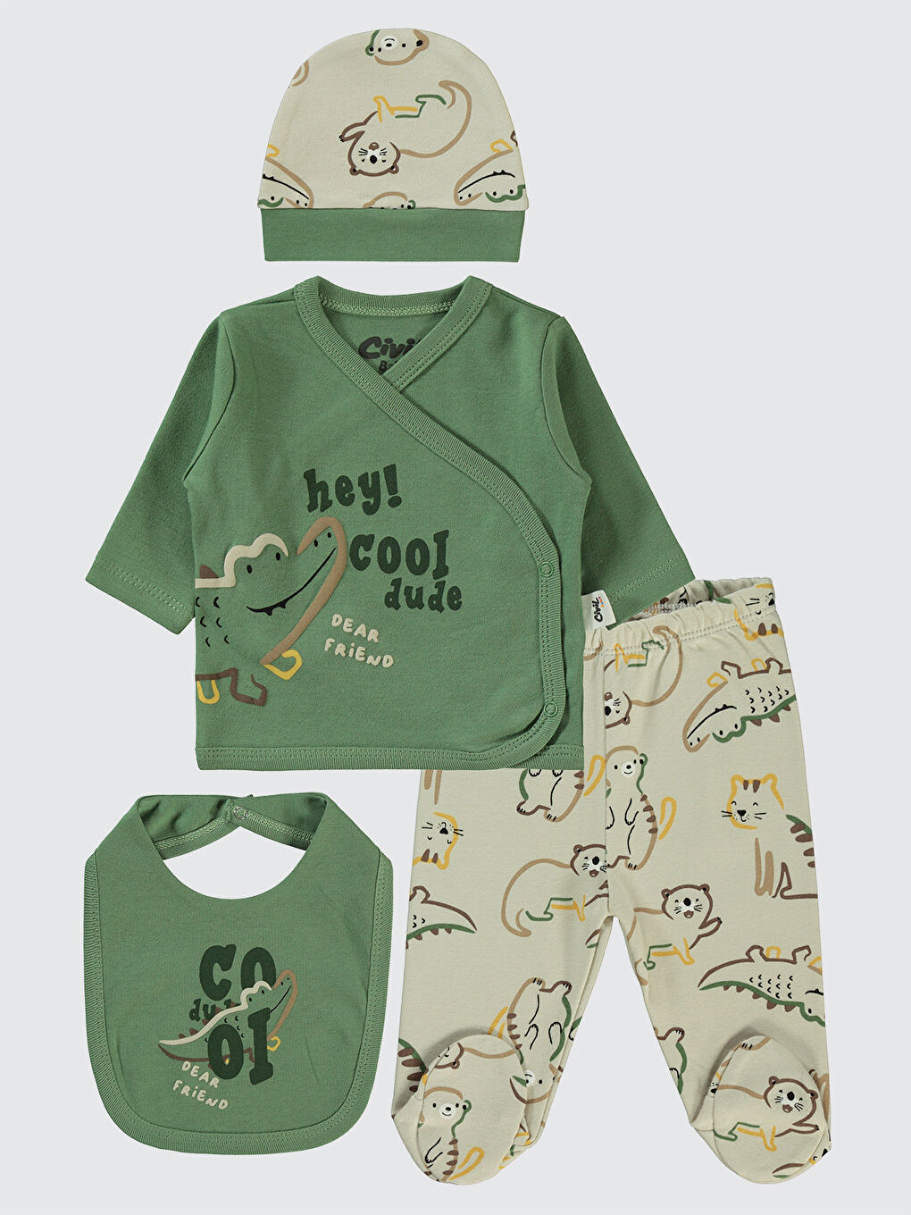 Baby Erkek Bebek 4'lü Zıbın Takımları Yeşil