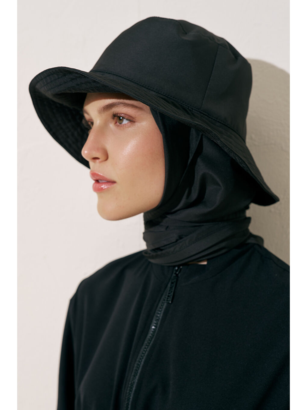 Eşarp Detaylı Bucket Şapka Siyah-1