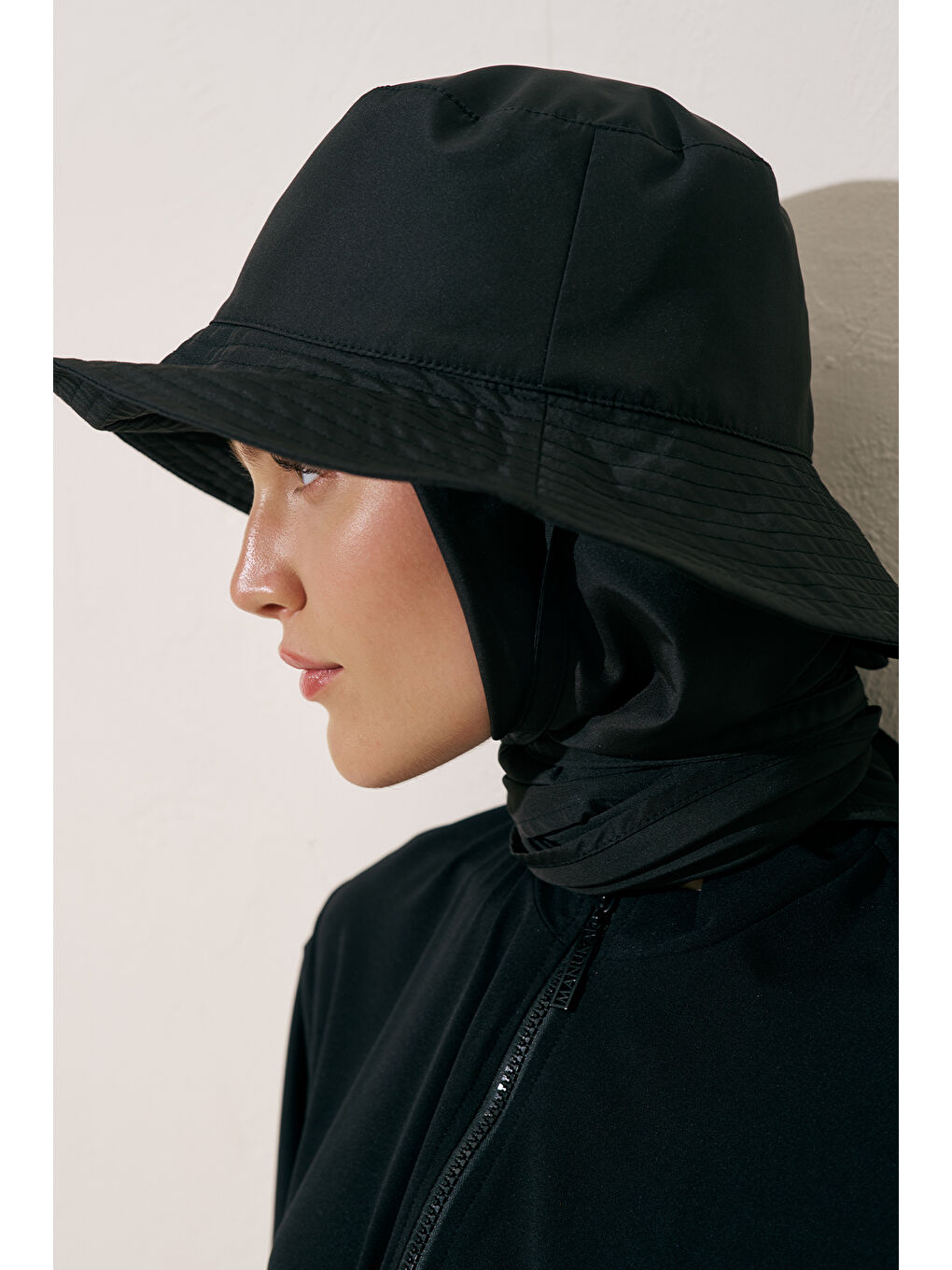 Eşarp Detaylı Bucket Şapka Siyah-2