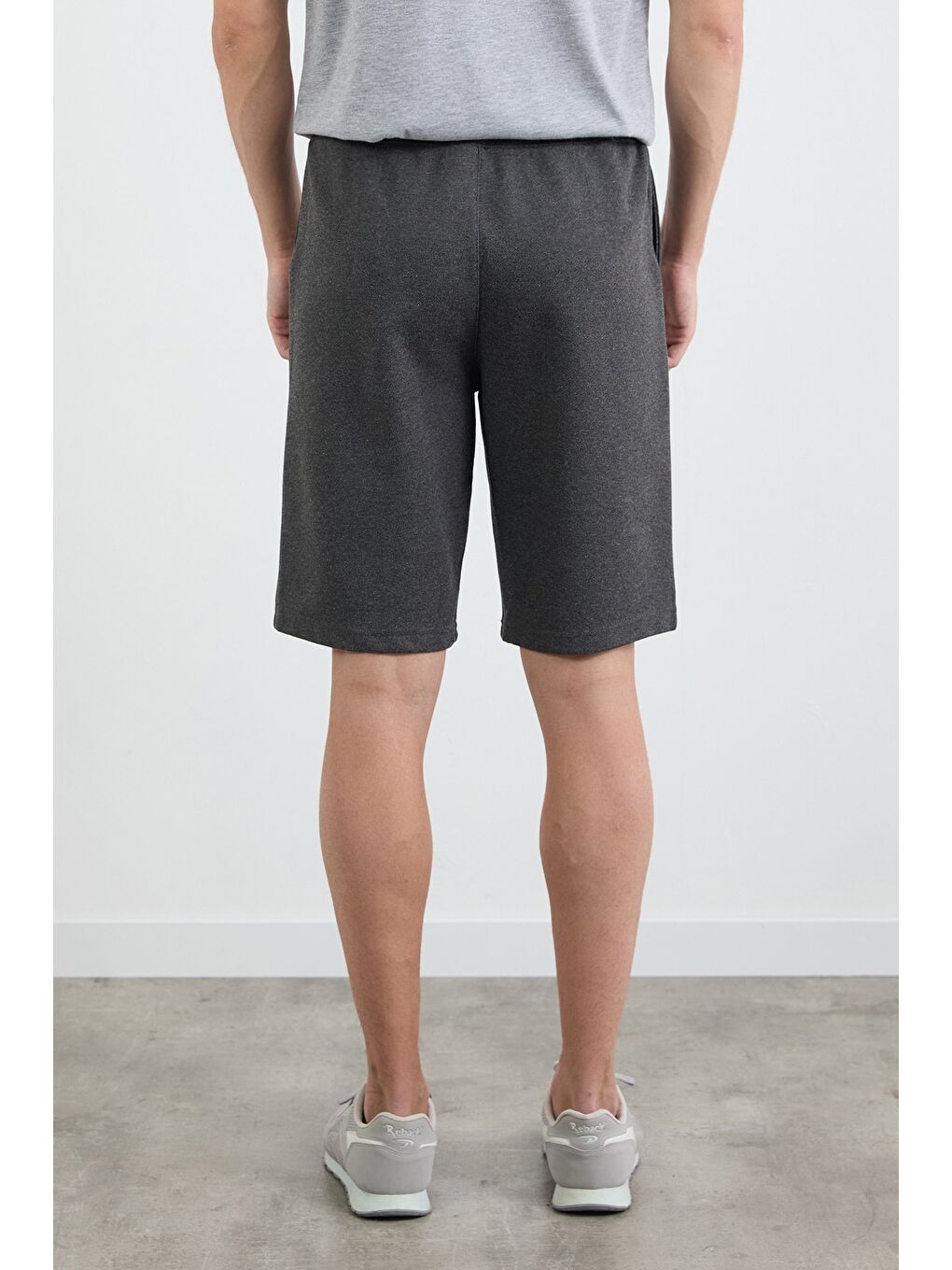 Antrasit Basic Beli Bağlamalı Cepli %100 Pamuk Şort-3