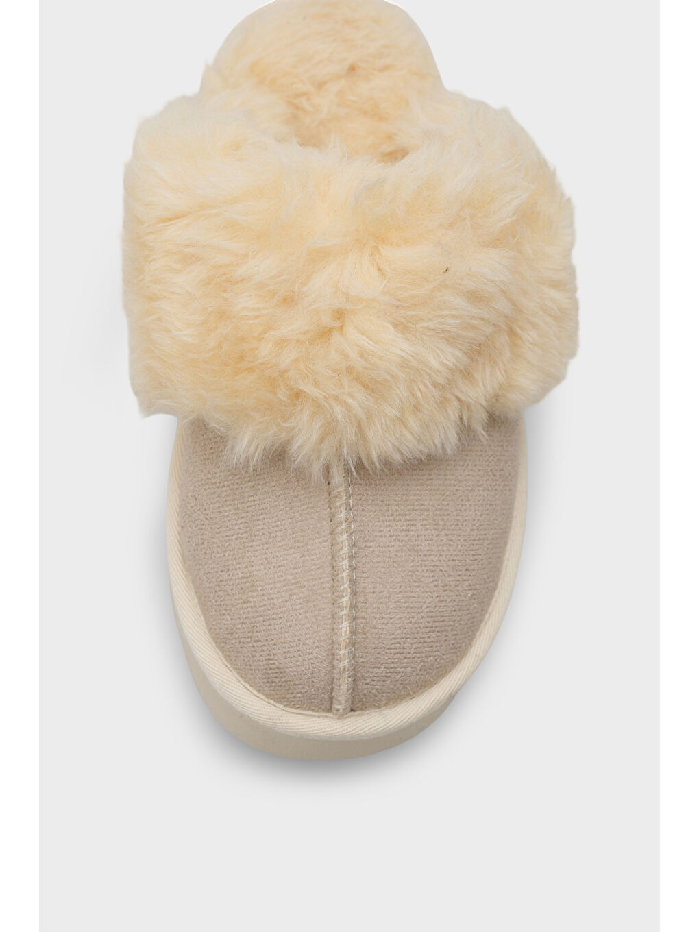 Bej Florri Tüylü Burnu Kapalı Kadın Terlik-3