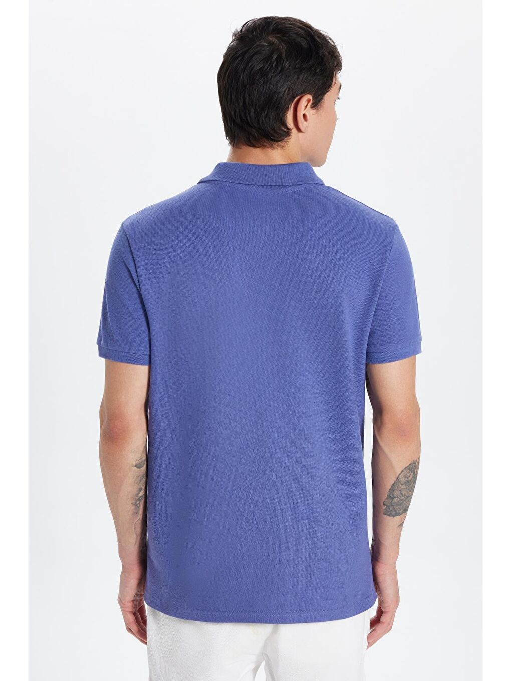 Erkek Slim Fit Dar Kesim %100 Pamuk Koyu Lila Polo Yaka Tişört-4