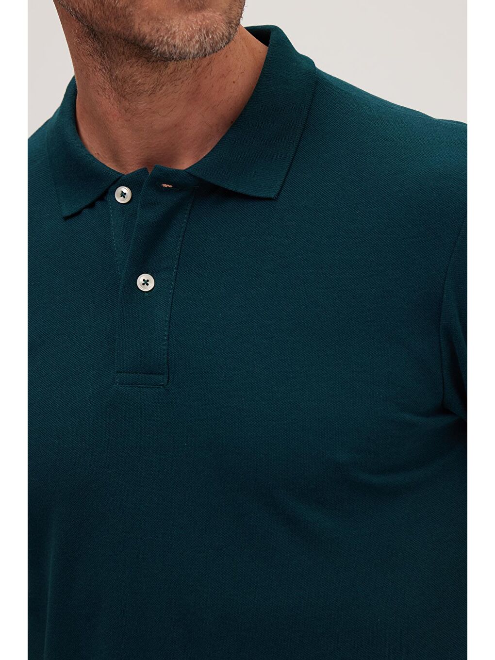 Petrol Erkek Slim Fit Dar Kesim Pamuklu Yumuşak Dokulu Serin Tutan Kumaş Düz Pike Yeşil Polo Yaka Tişört-2