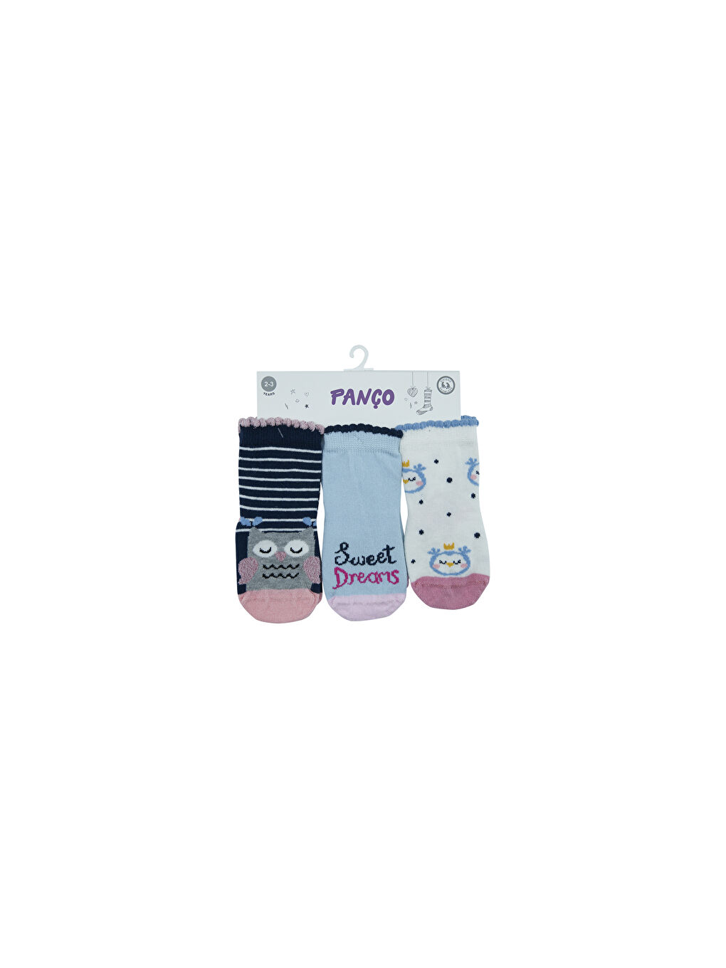 Panço Karişik Kız Çocuk 3'lü Soket Çorap Set - 1