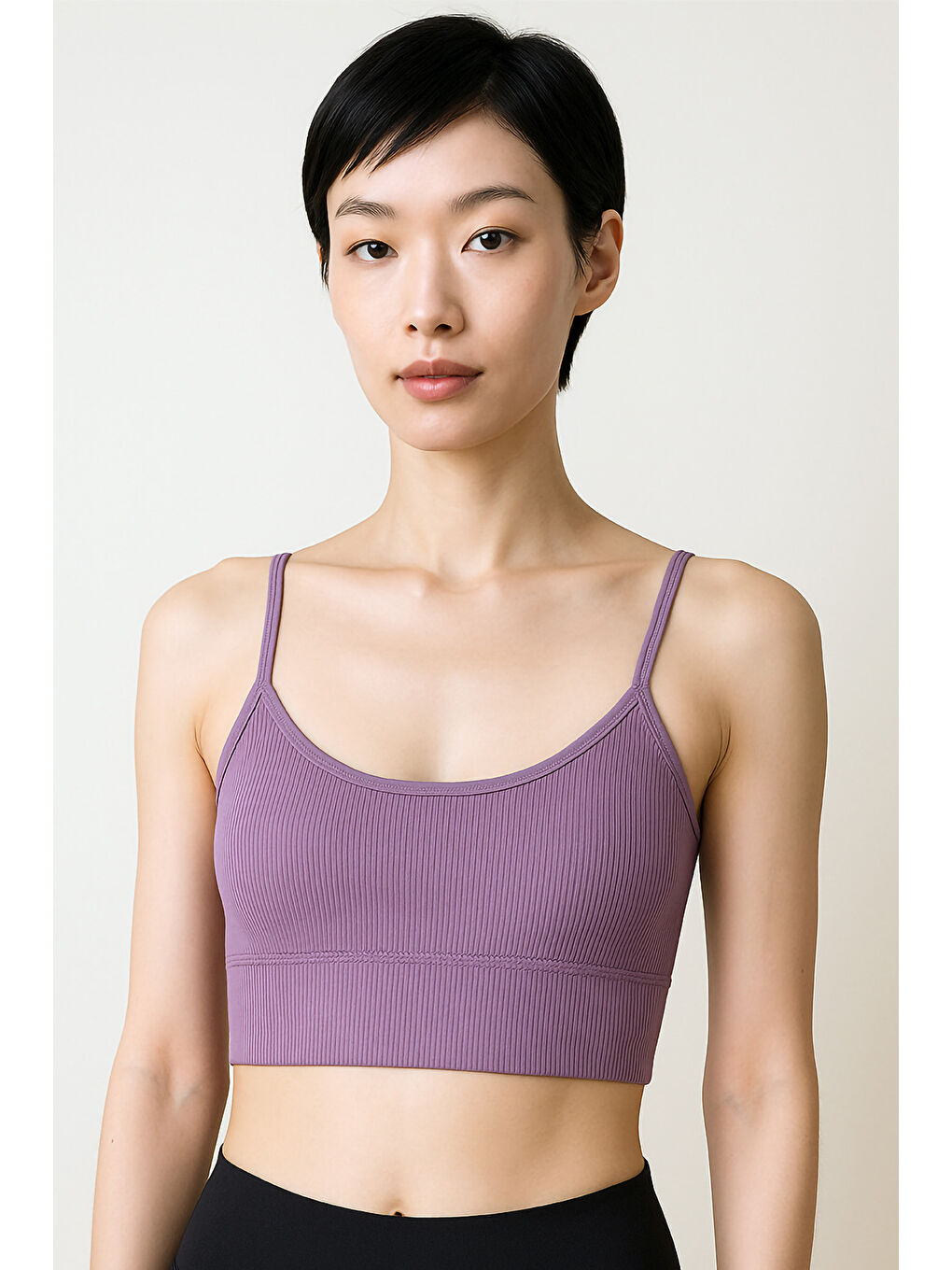 Mor İnce Askılı Toparlayıcı Ripli Spor Büstiyer