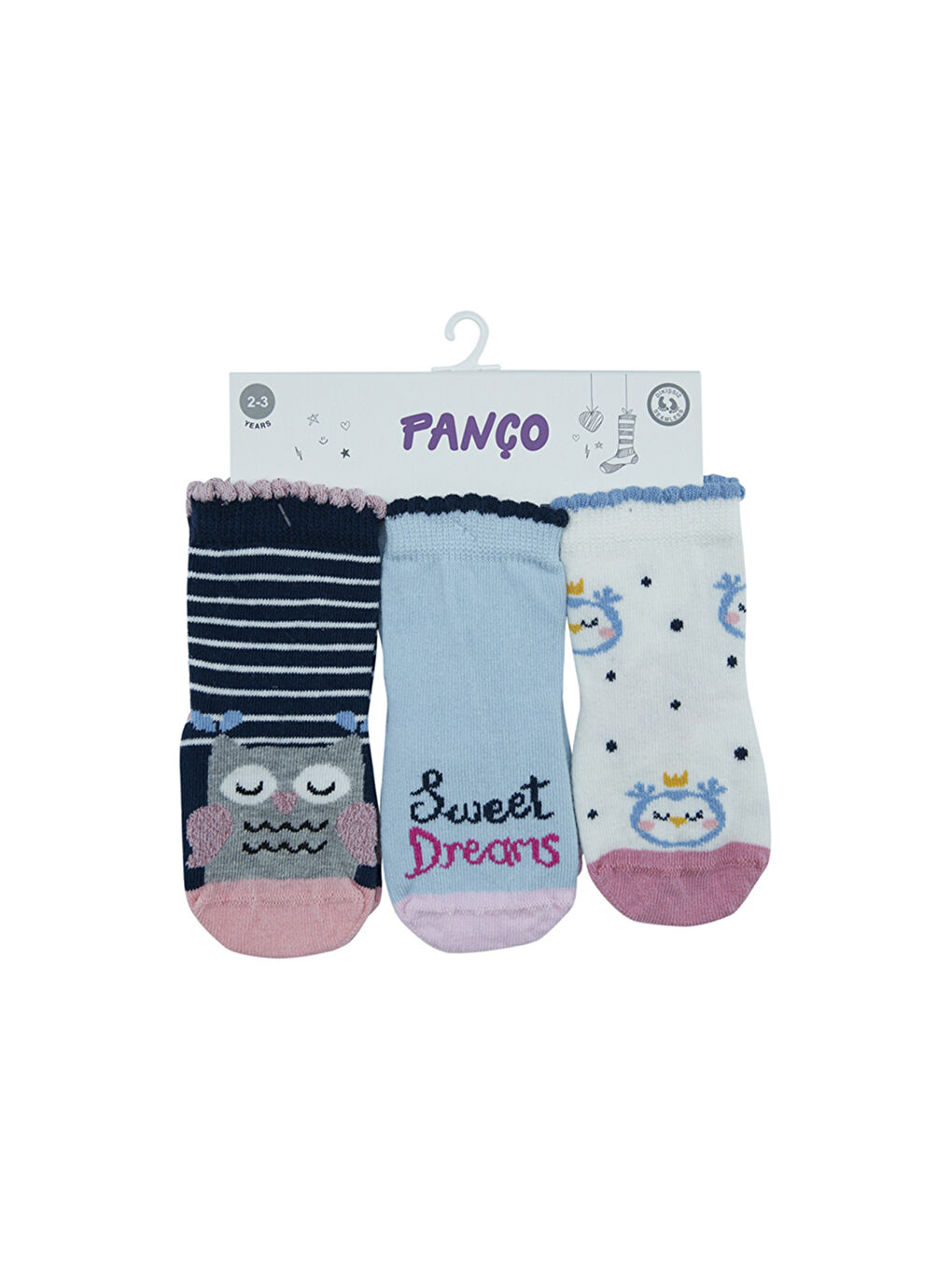 Panço Karişik Kız Çocuk 3'lü Soket Çorap Set - 4