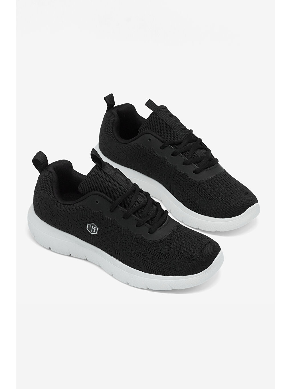Erkek Siyah Beyaz Rahat Kalıp Nefes Alabilen Bağcıklı Spor Ayakkabı-4