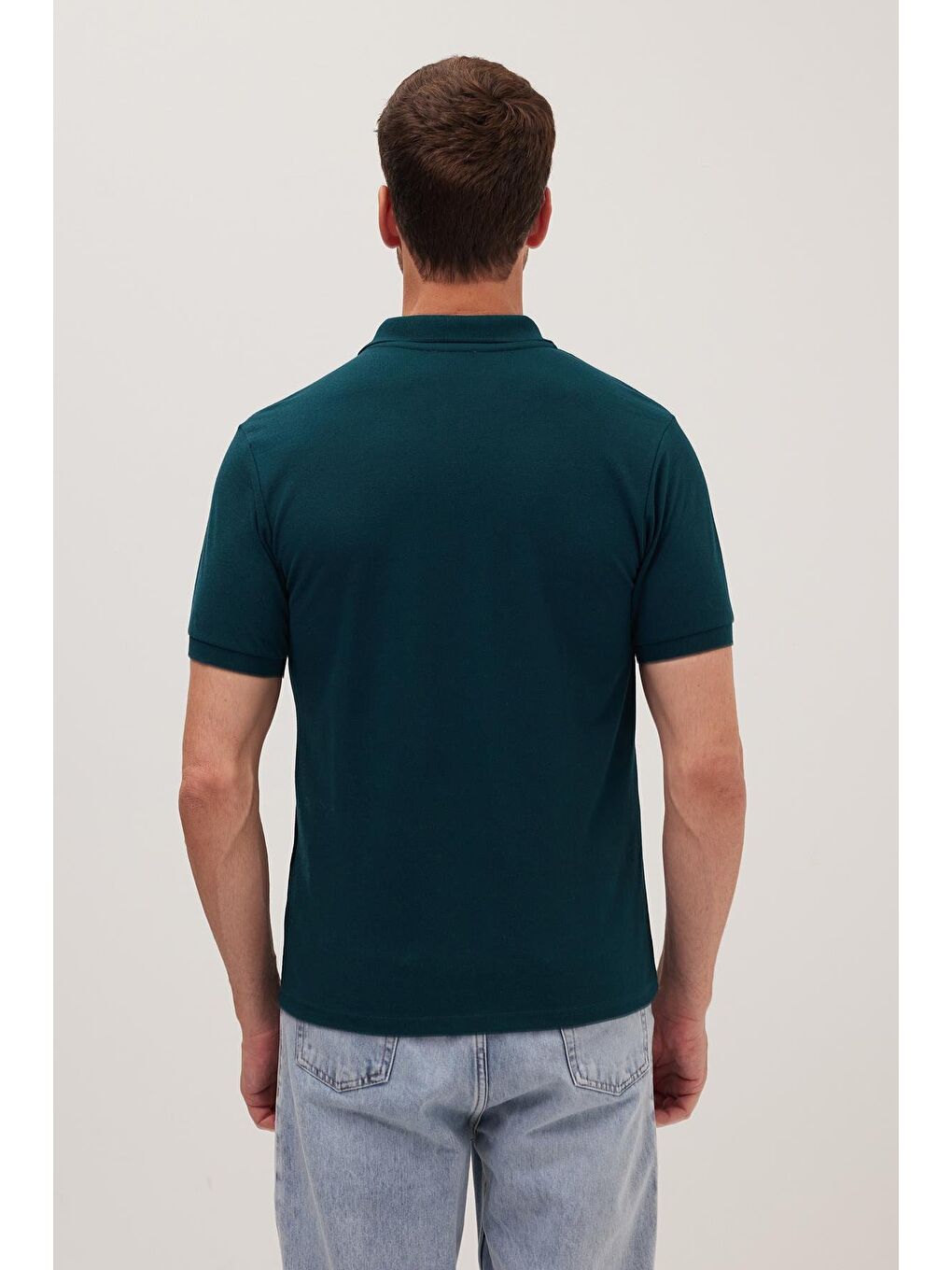 Petrol Erkek Slim Fit Dar Kesim Pamuklu Yumuşak Dokulu Serin Tutan Kumaş Düz Pike Yeşil Polo Yaka Tişört-6