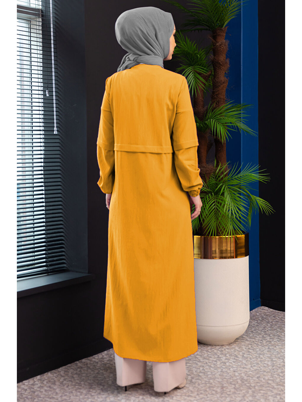 Sarı Fermuarlı Kap Hardal - 27072-3