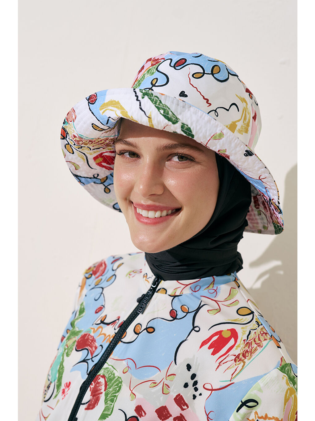 Karışık Eşarp Detaylı Bucket Şapka Summer-2