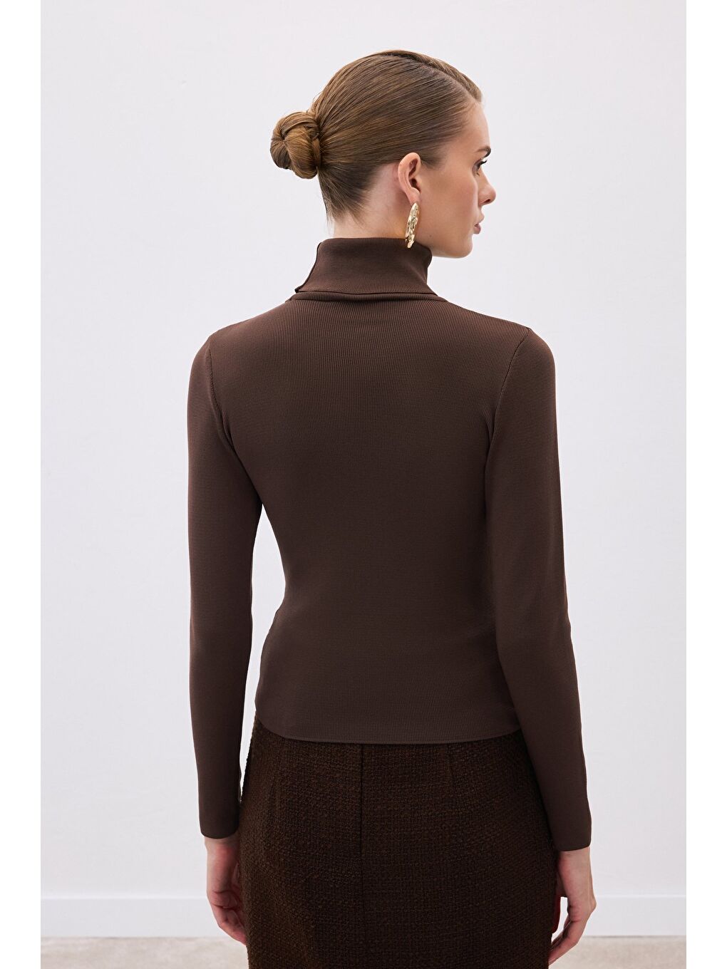 Kahverengi Tam Balıkçı Triko - Kahve-6